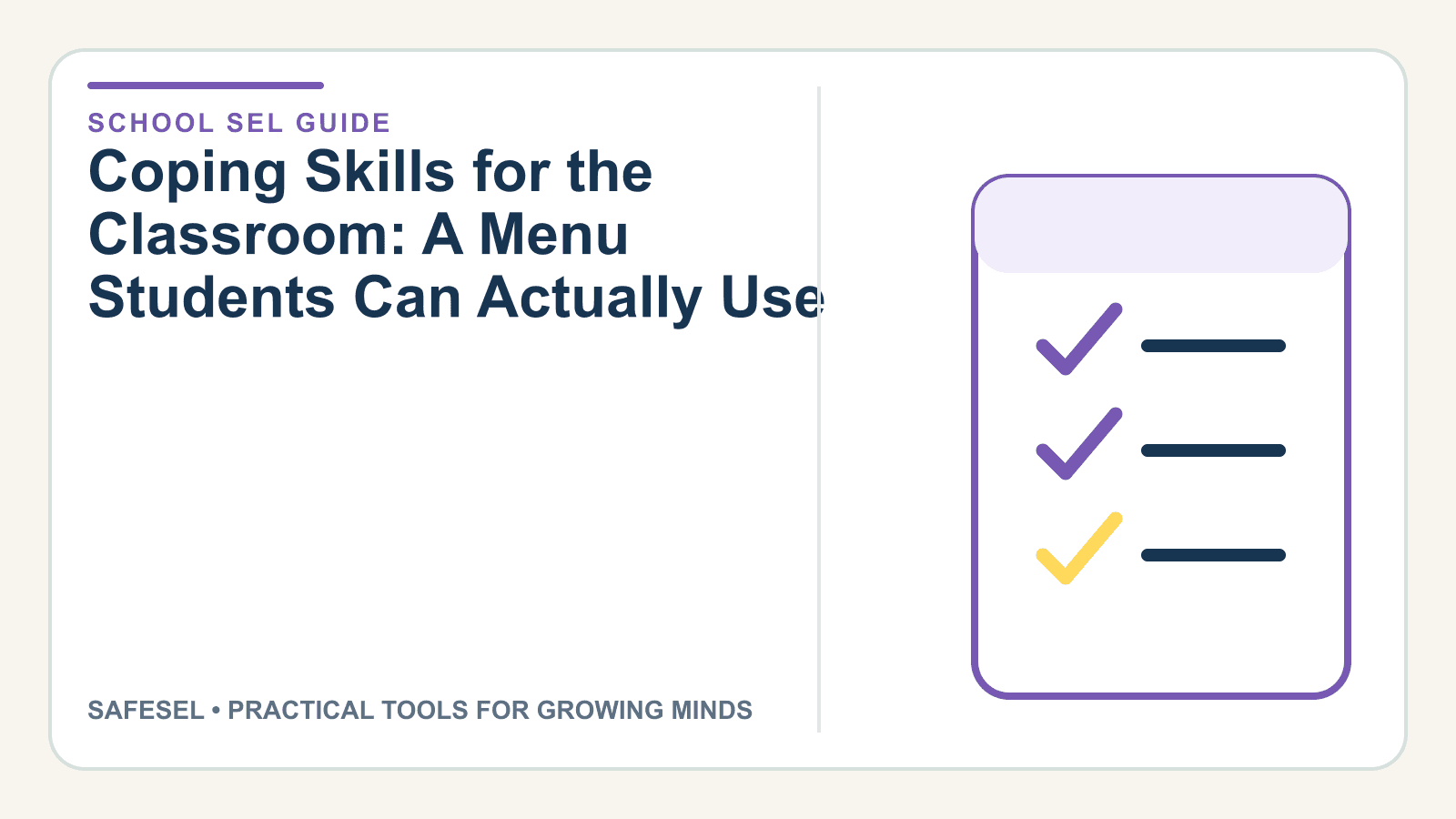 Coping Skills for the Classroom: A Menu Students Can Actually Use