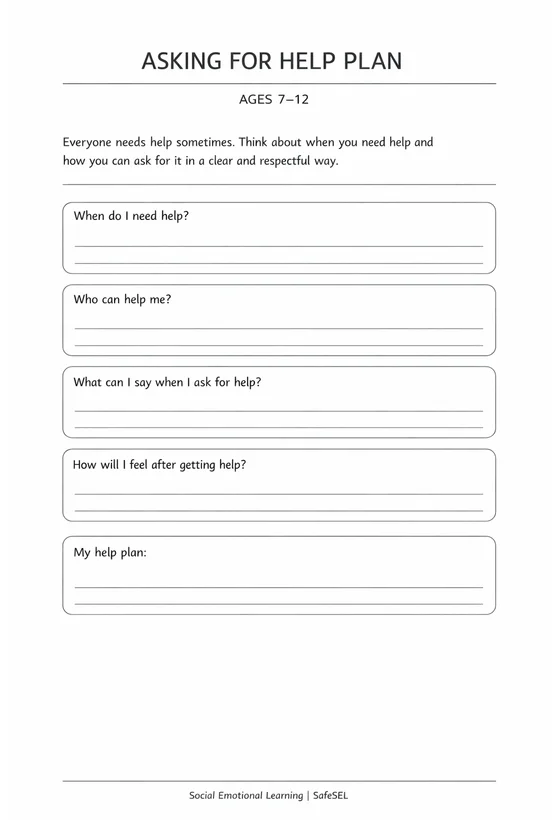 Preview of Asking for Help Plan