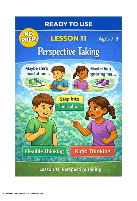 Perspective Taking lesson for children with pictures, personal examples, and guided reflection prompts.