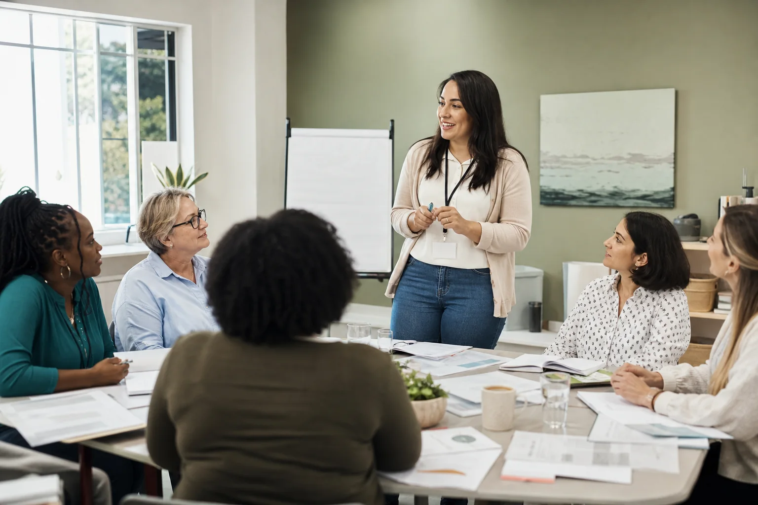 Facilitator leading a professional workshop for adults supporting children with ADHD