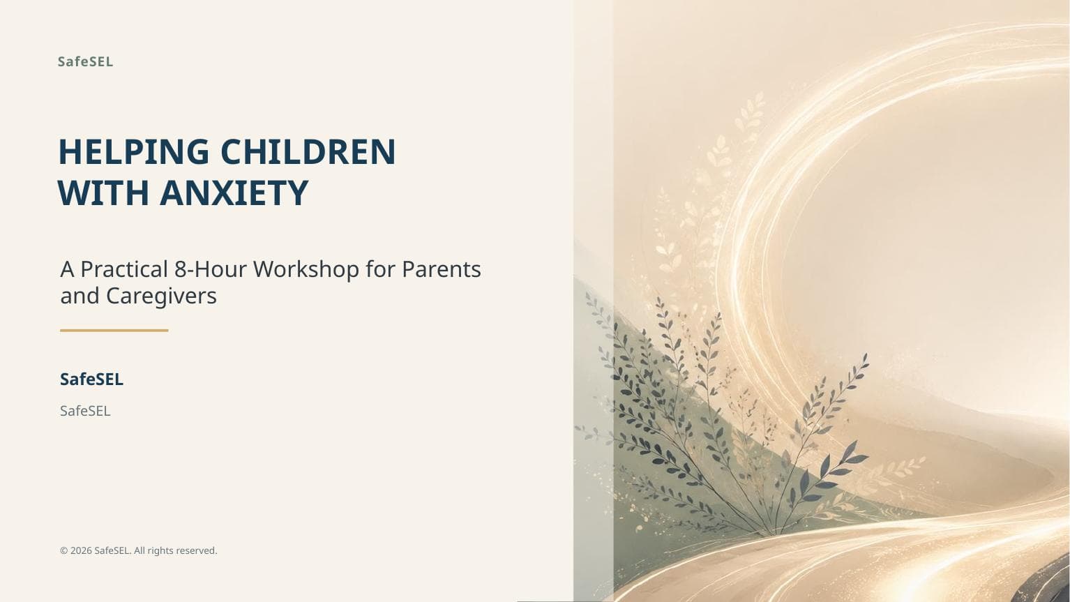 Helping Children with Anxiety presentation cover