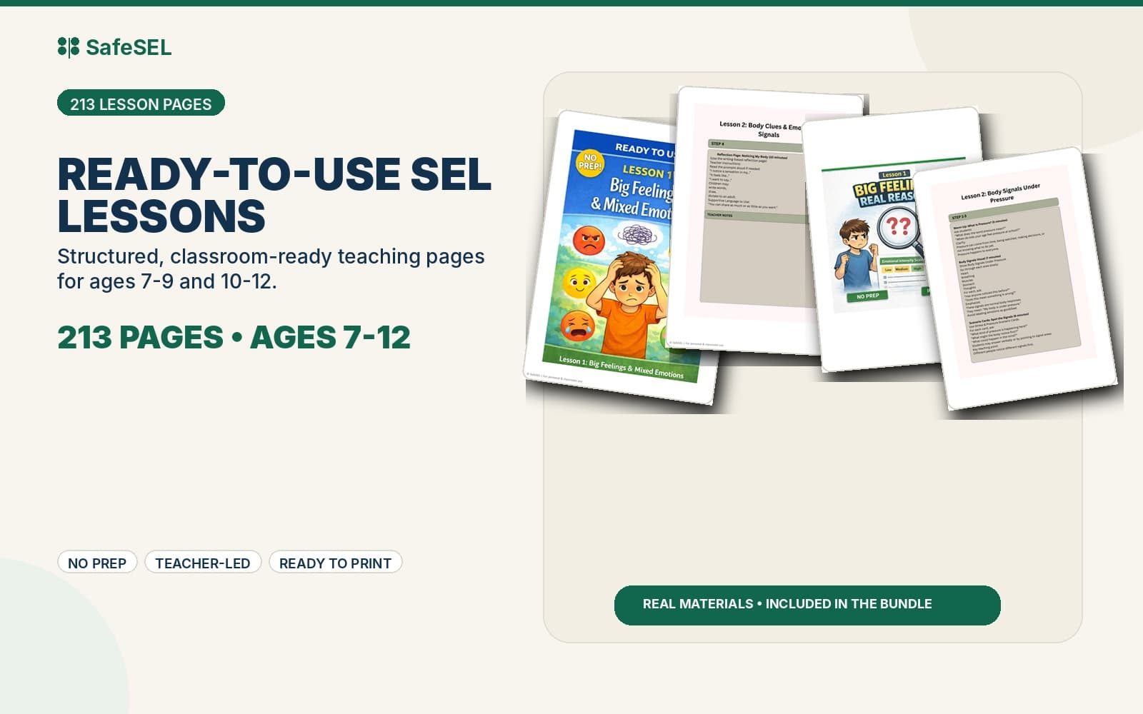 213 Ready-to-Use SEL Lesson Pages - real materials included in the bundle