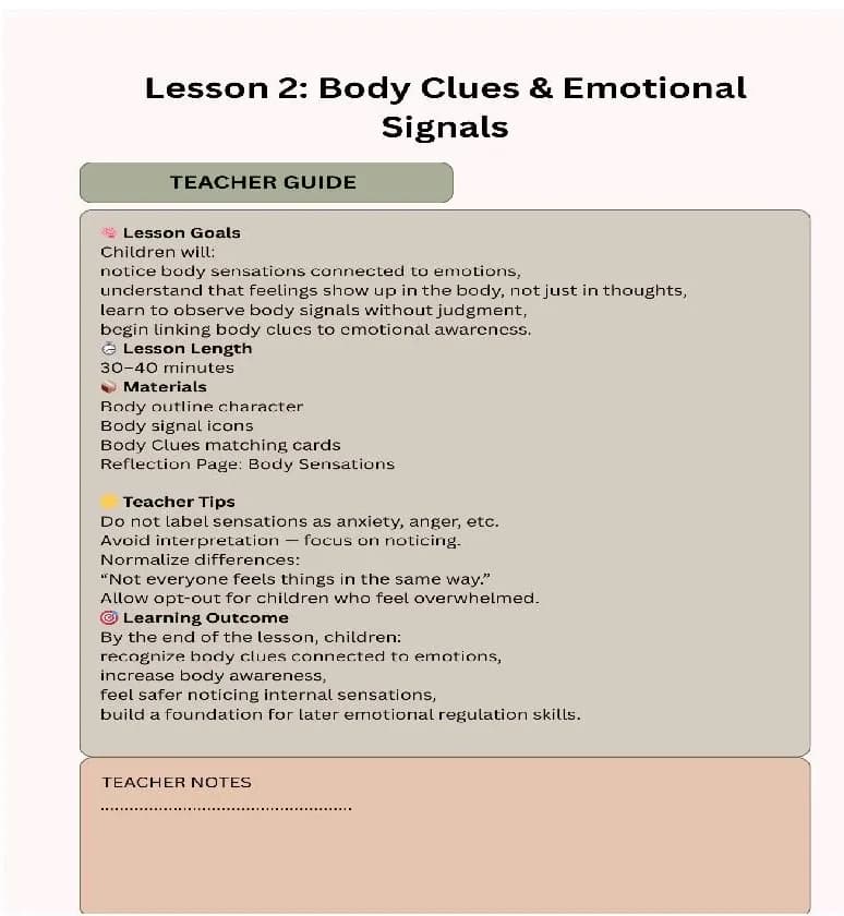 Body clues & emotional signals — teacher guide