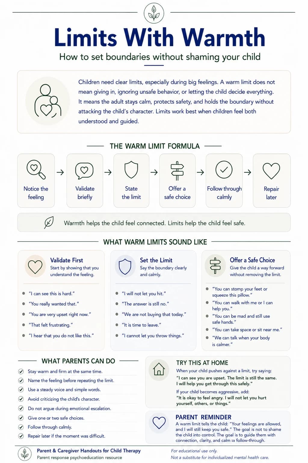 Limits With Warmth — parent handout