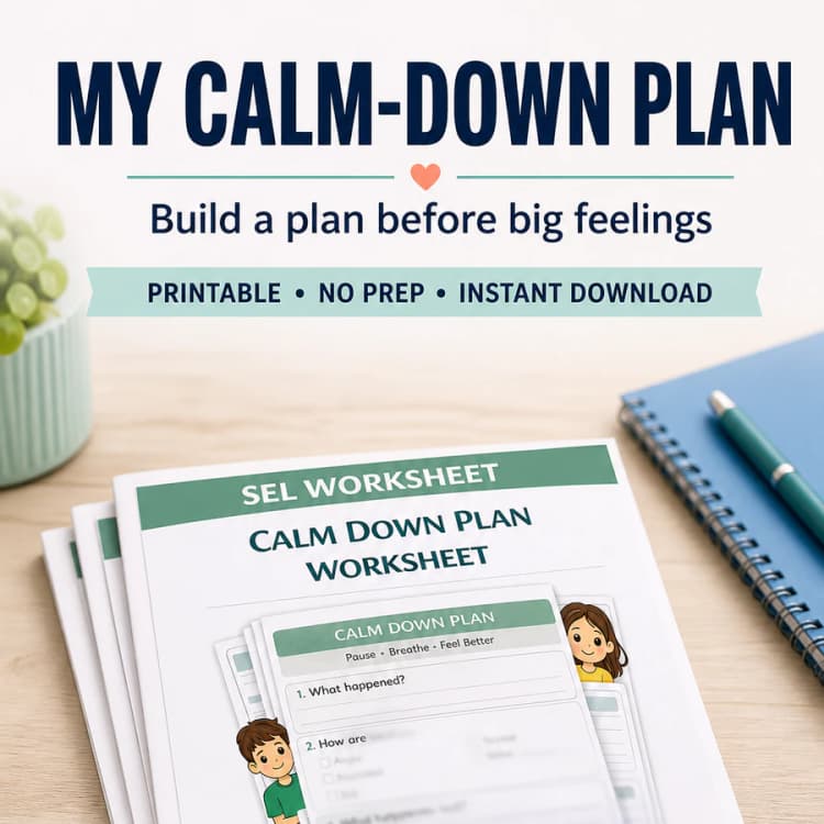 Calm Down Plan Worksheet
