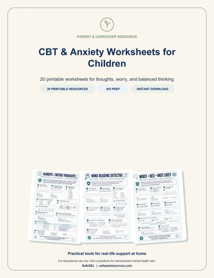 CBT & Anxiety Worksheets for Children