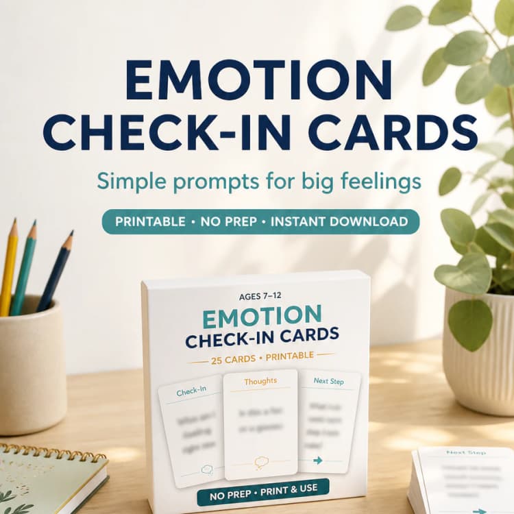 Emotion Check-In Cards for Kids Ages 7-12