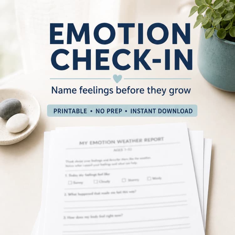 Emotion Check-In Worksheet for Kids