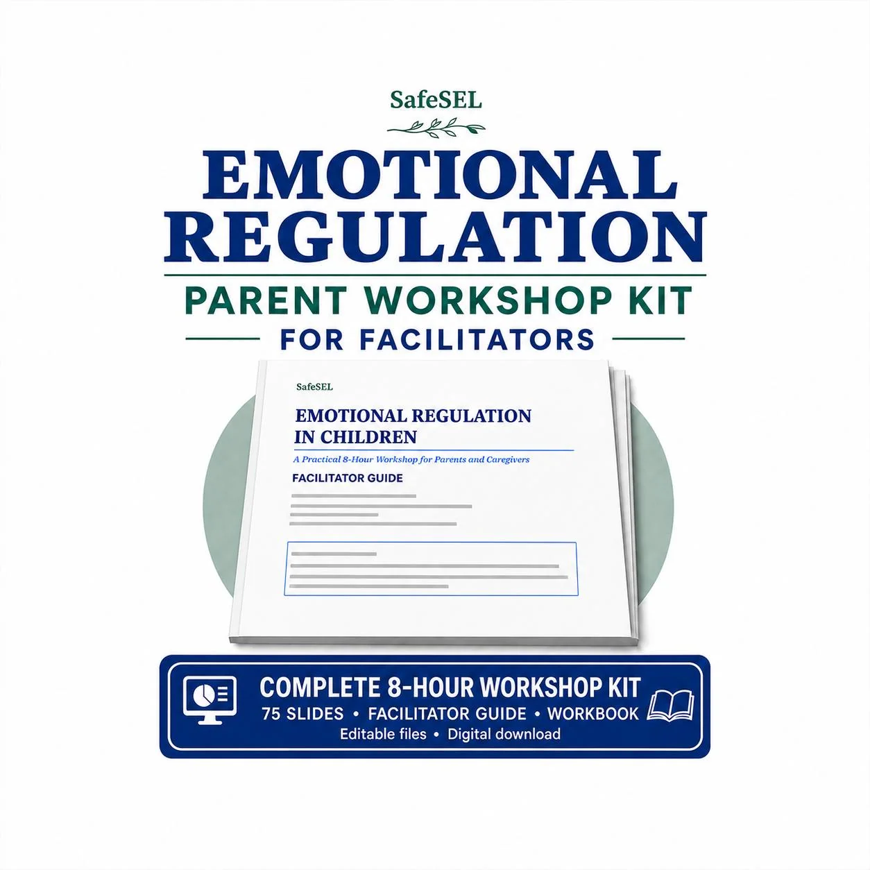 Emotional Regulation in Children workshop kit as shown in the SafeSEL Etsy listing
