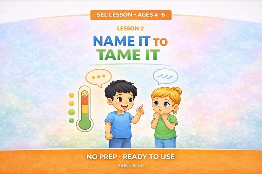 Emotional Vocabulary Lesson: SEL Worksheets for Kids (Ages 4-6)