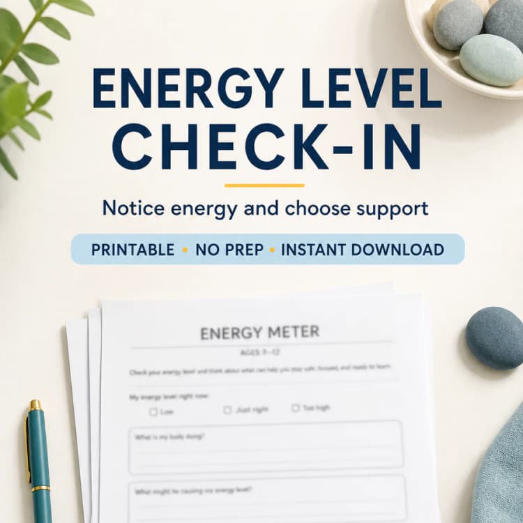 Energy Level Check-In Worksheet for Kids