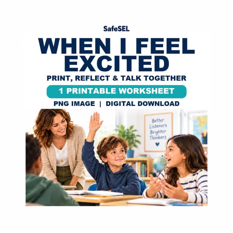 Feeling Excited Worksheet for Kids: Coloring and Self Regulation
