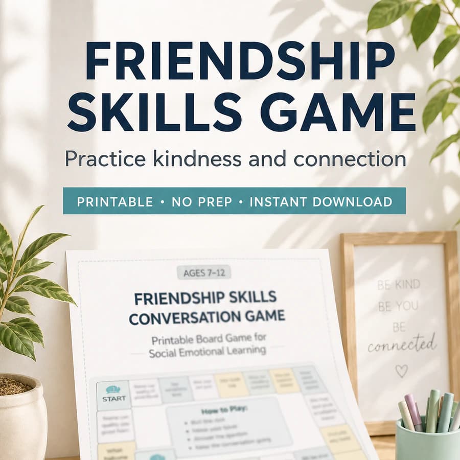 Friendship Skills Conversation Game for Kids Ages 7–12 – Social Emotional Learning Printable Board Game cover