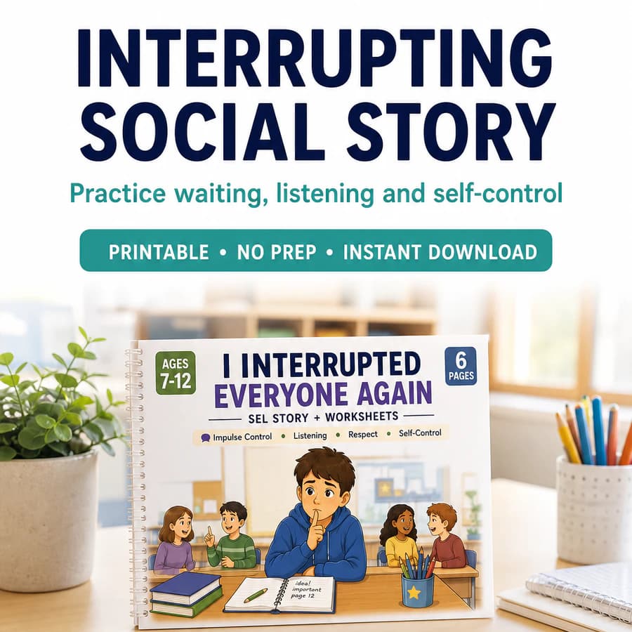 Interrupting Social Story + Worksheets
