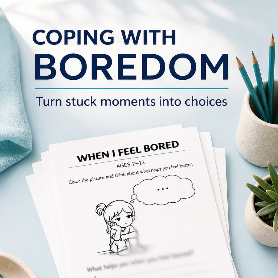 Kids Boredom Worksheet – Coping Skills Activity for Ages 7-12