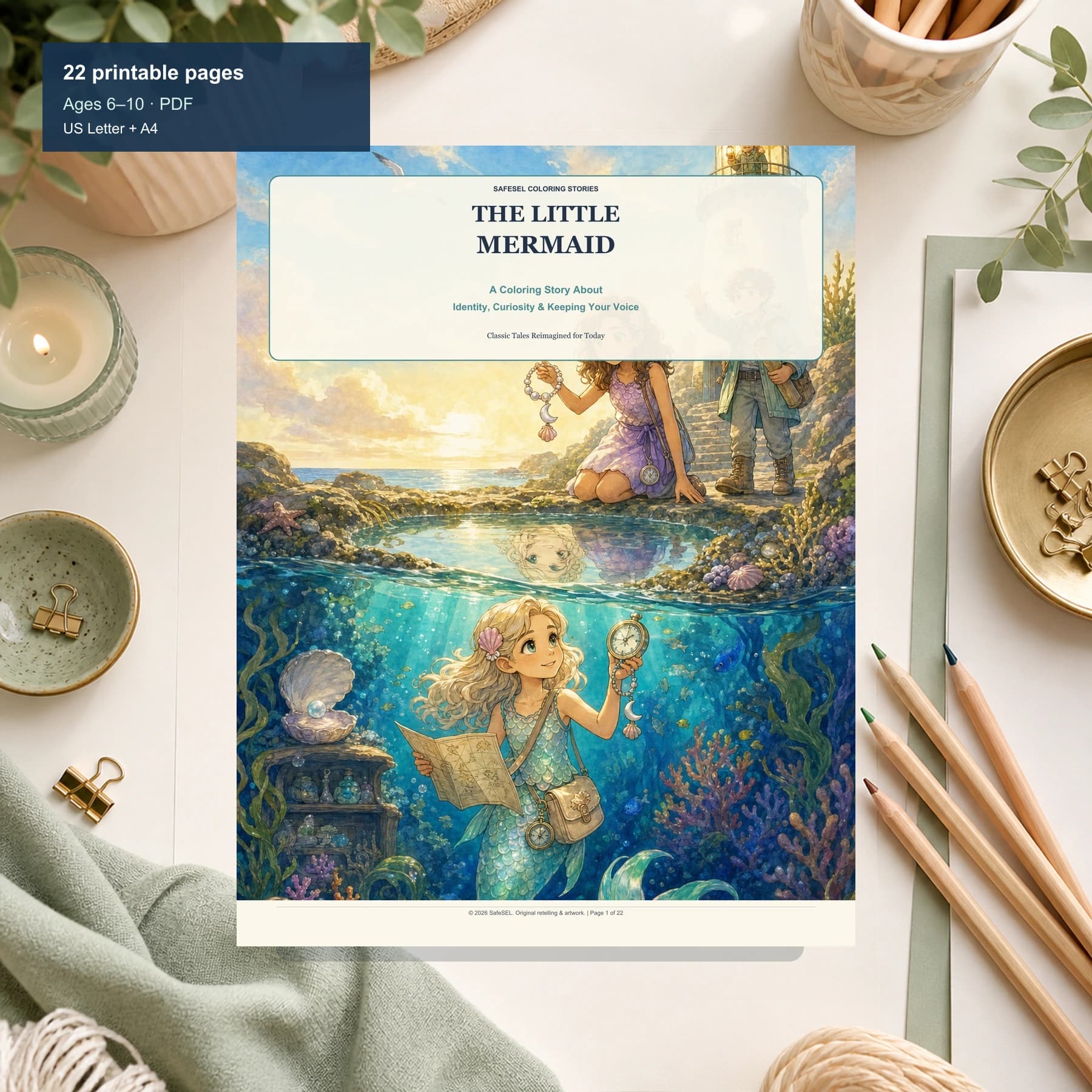 The Little Mermaid Coloring Story