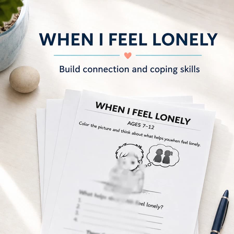 Lonely Worksheet for Kids Ages 7–12