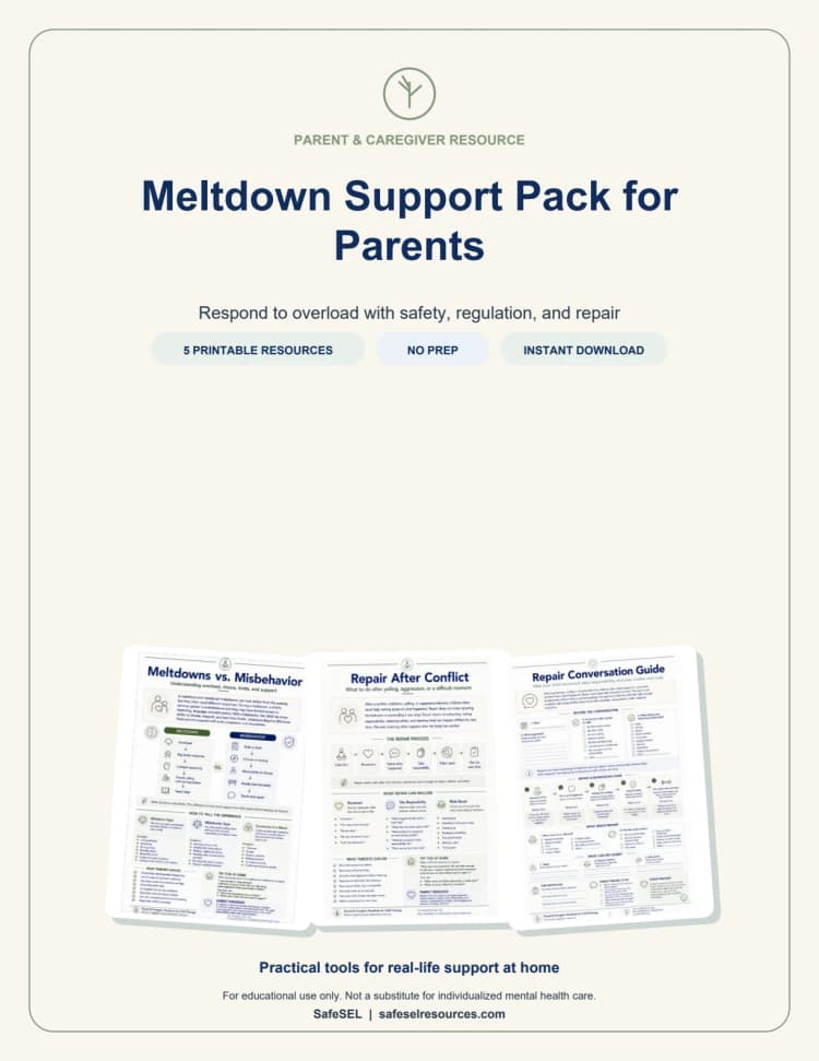 Meltdown Support Pack for Parents