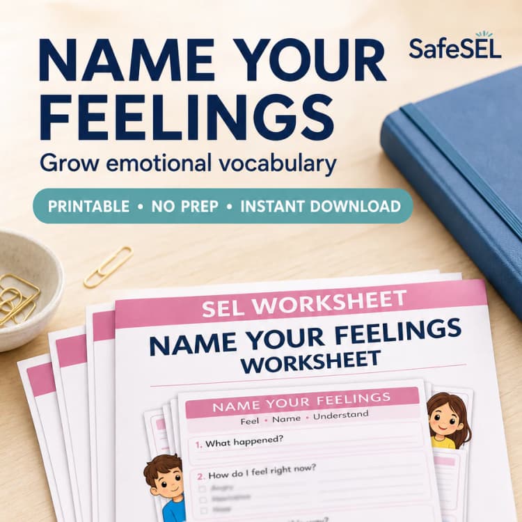 Name Your Feelings Worksheet | Behavior Reflection Activity
