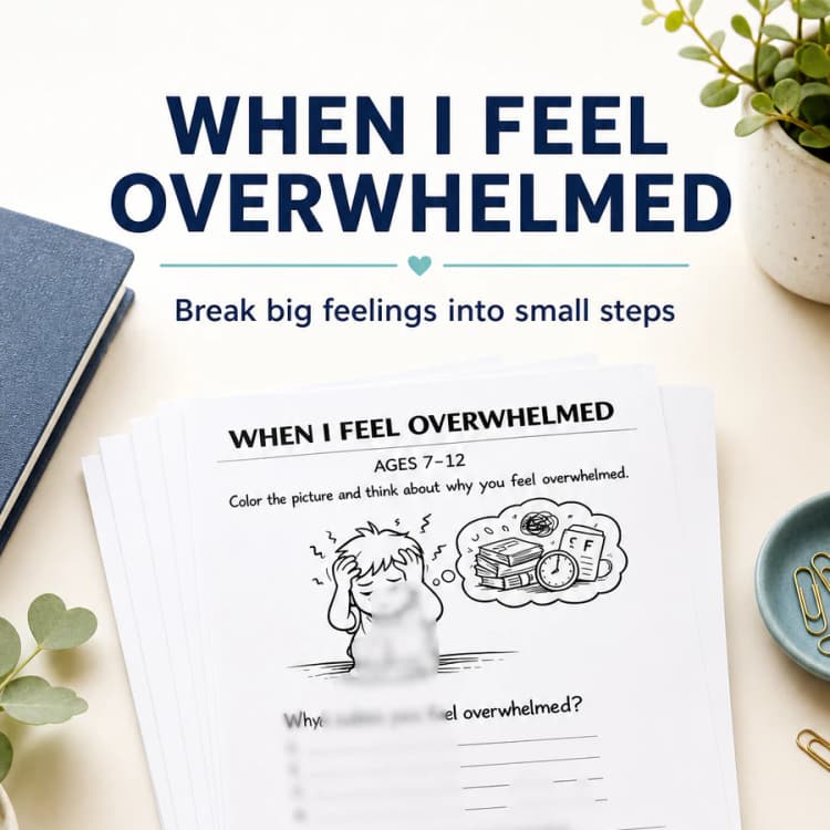 Overwhelmed Worksheet for Kids Ages 7–12