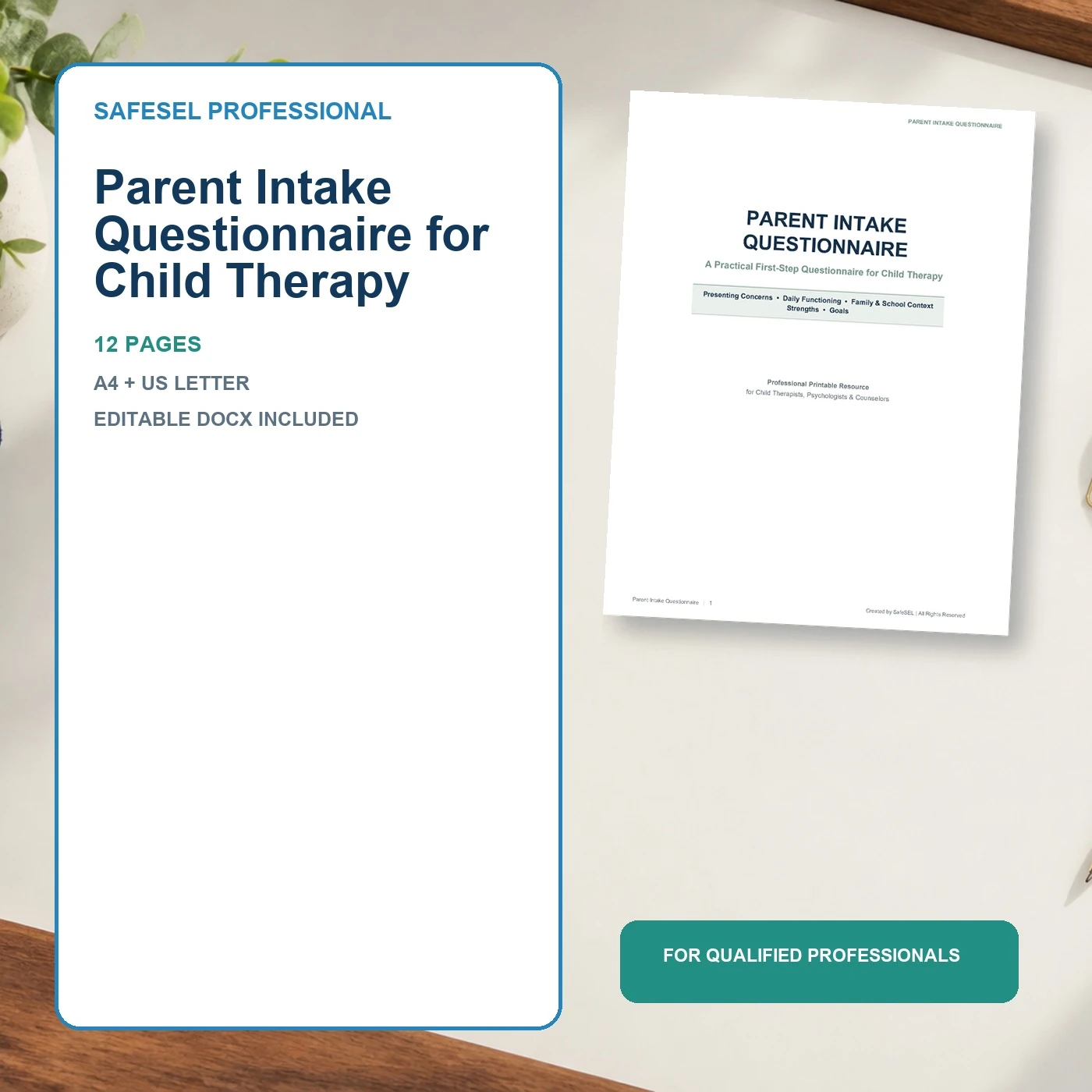 Parent Intake Questionnaire for Child Therapy