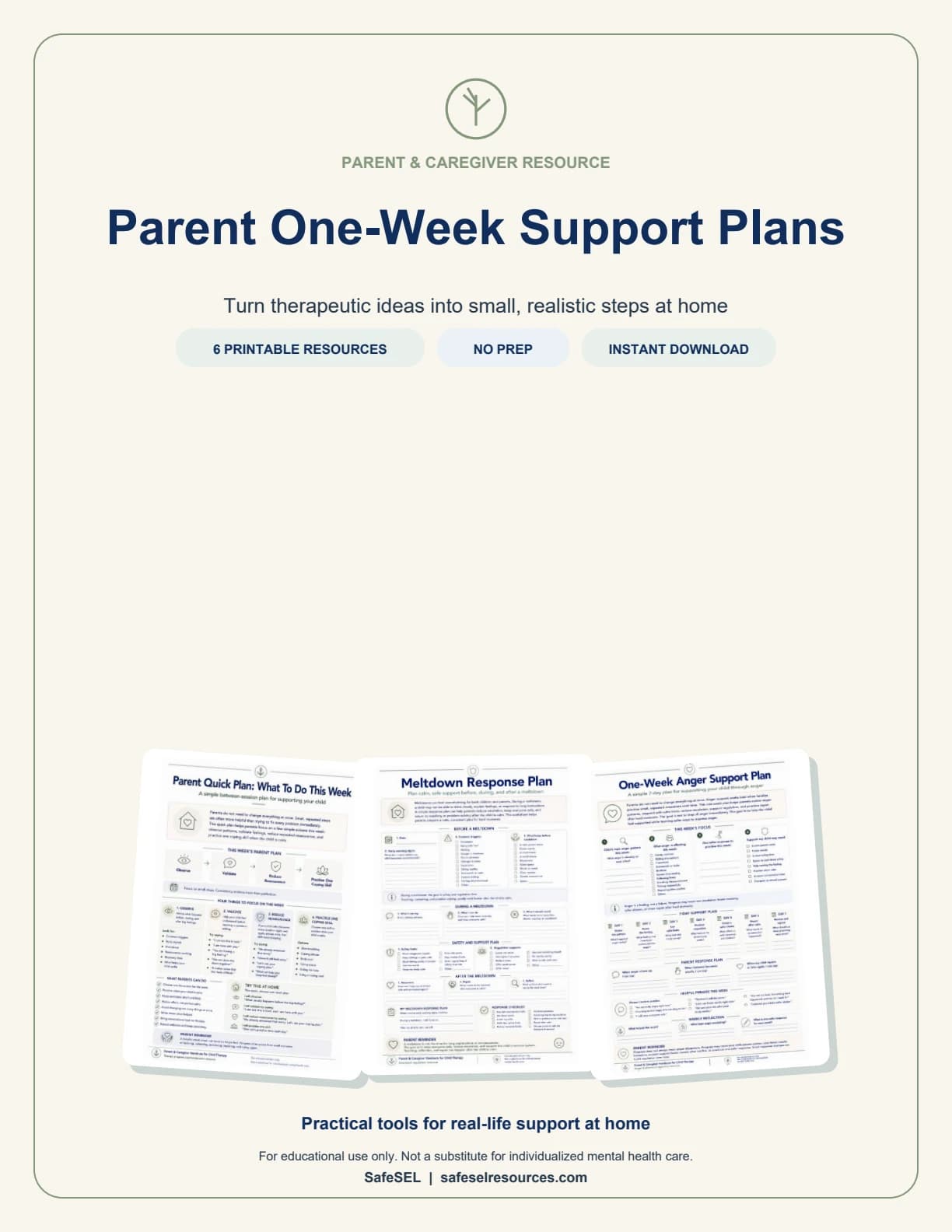 Parent One-Week Support Plans