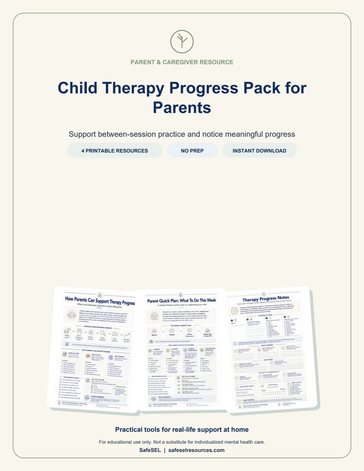 Child Therapy Progress Pack for Parents
