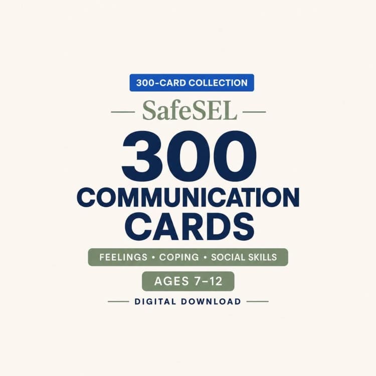 Printable Communication Cards for Kids, 300 Prompts for Big Feelings and Friendship, Therapist-Created PDF Ages 7 to 12