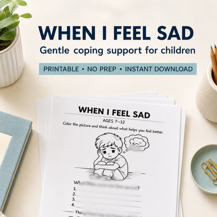 Sad Worksheet for Kids Ages 7–12