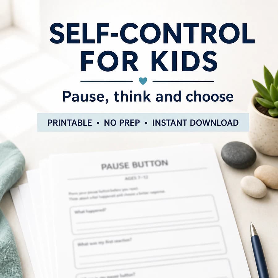 Self Control Worksheet for Kids