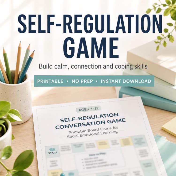 Self-Regulation Conversation Game for Kids Ages 7–12 – SEL Printable Board Game