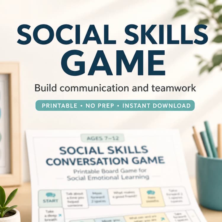 Social Skills Conversation Game for Kids Ages 7–12 – SEL Printable Board Game