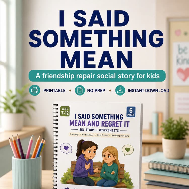 Social Story for Kids, Friendship Repair Worksheets