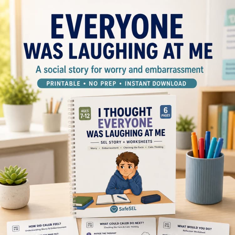 Social Story for Kids, Worry & Embarrassment Worksheets (Ages 7-12)
