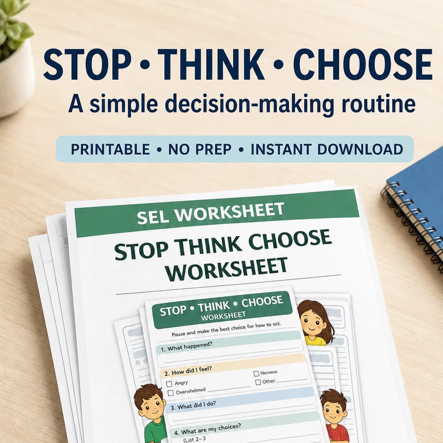 Stop Think Choose Worksheet