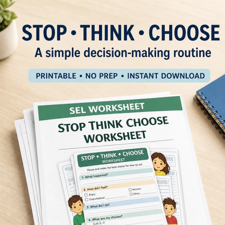 Stop Think Choose Worksheet