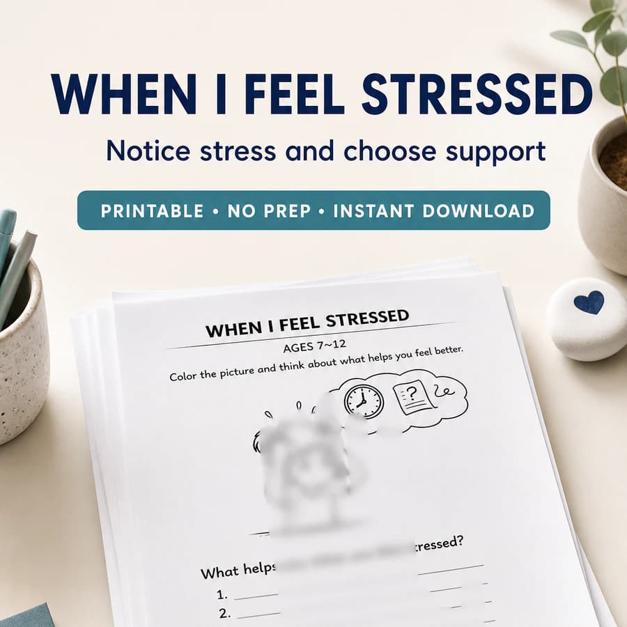 Stressed Worksheet for Kids Ages 7–12