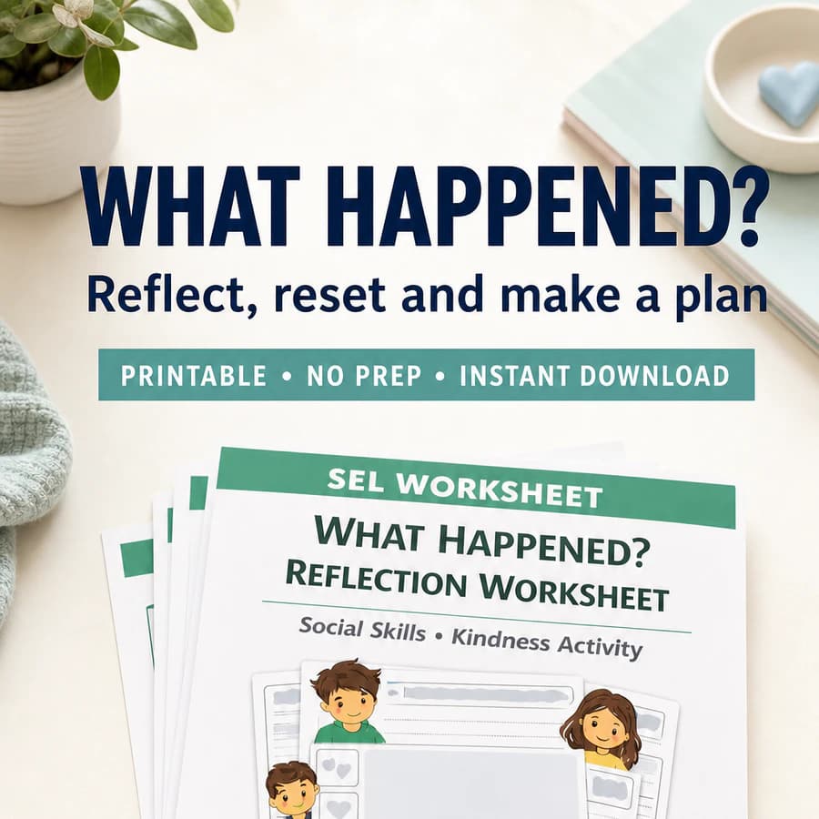 What Happened Reflection Worksheet | Behavior Think Sheet