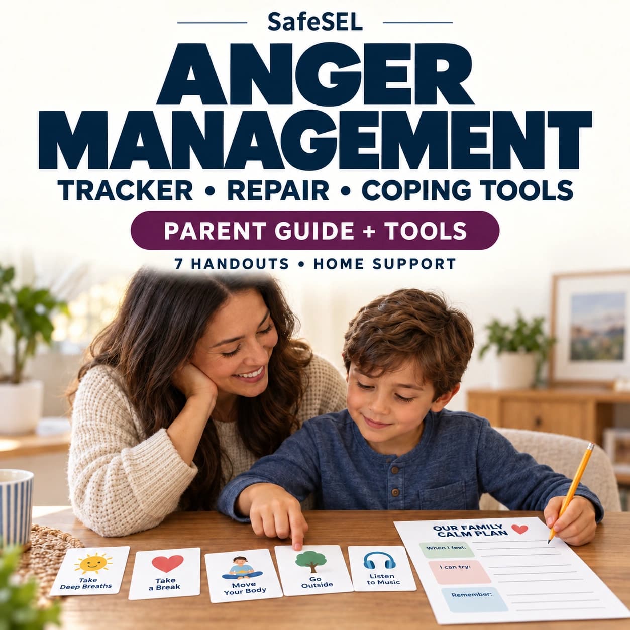 Anger Management Parent Pack: 7 Handouts, Anger Tracker and Repair Tools