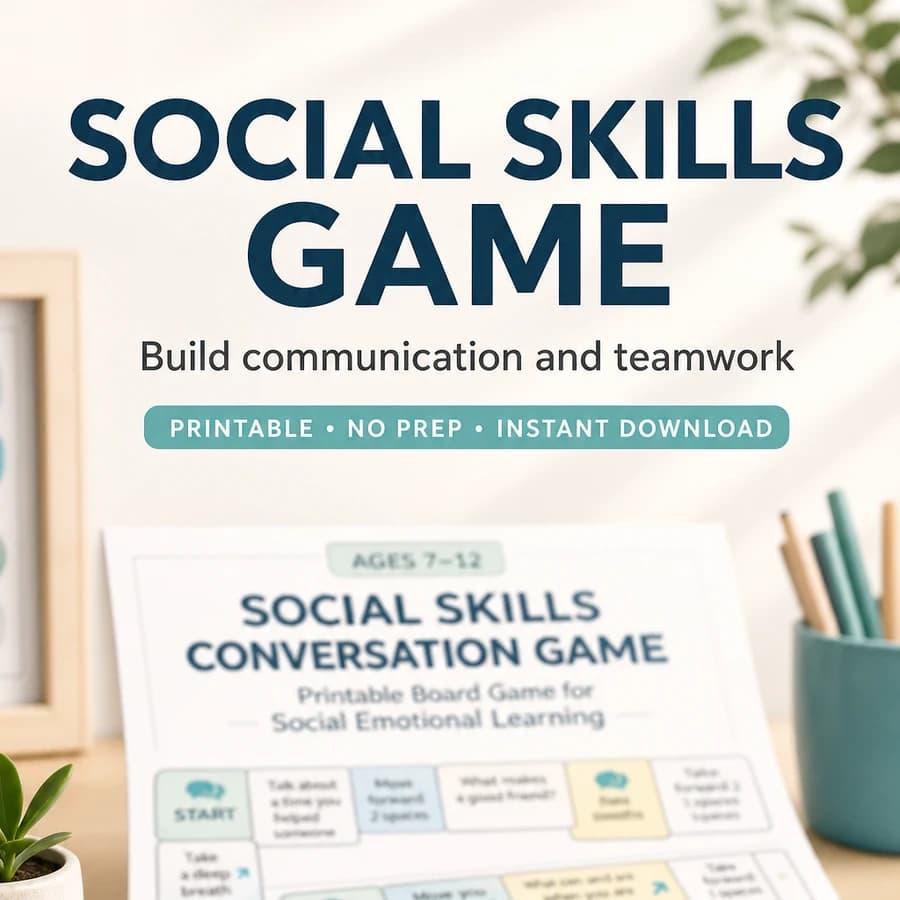 Social Skills Conversation Game for Kids Ages 7–12 – SEL Printable Board Game