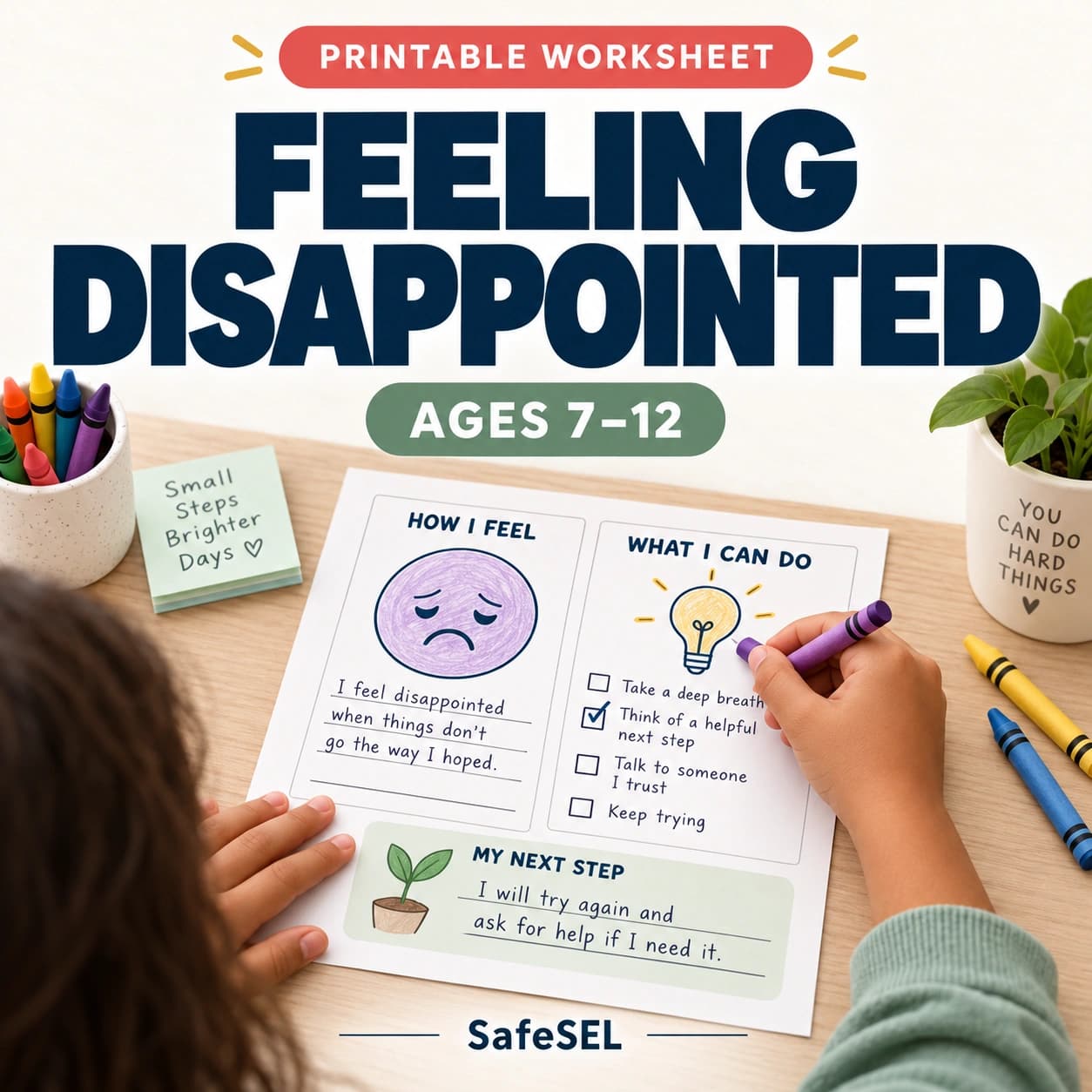 Feeling Disappointed Worksheet for Kids: Coloring and Reflection
