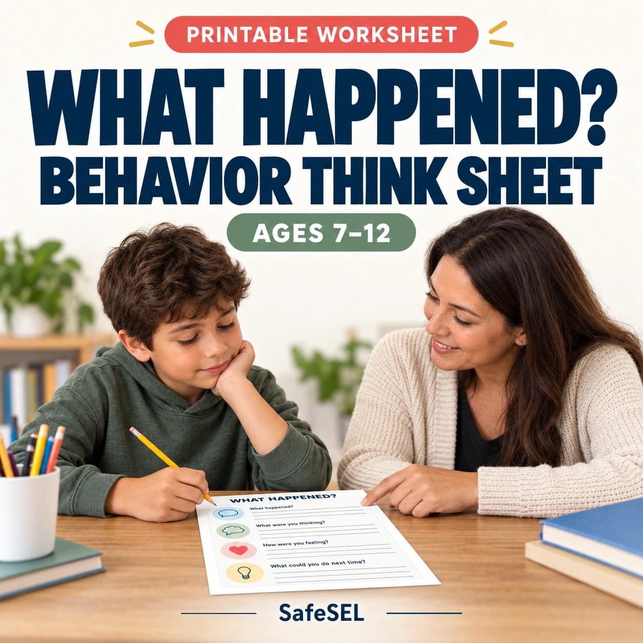 What Happened Reflection Worksheet | Behavior Think Sheet
