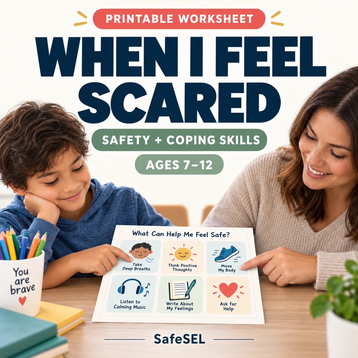Scared Worksheet for Kids Ages 7–12
