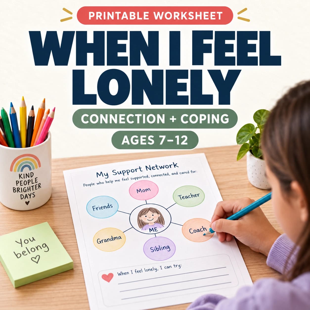 Lonely Worksheet for Kids Ages 7–12