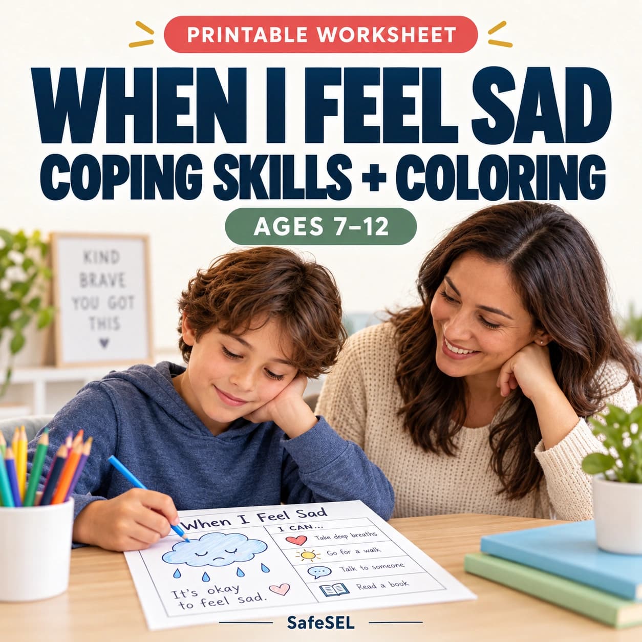 Sad Worksheet for Kids Ages 7–12