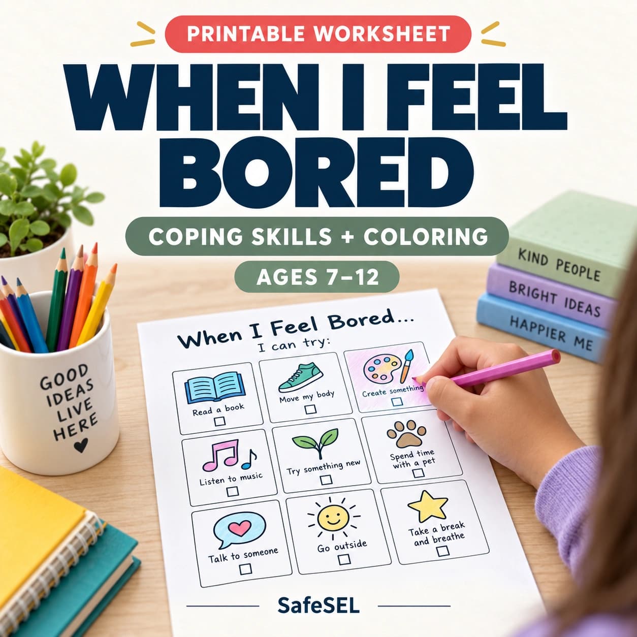 Kids Boredom Worksheet – Coping Skills Activity for Ages 7-12
