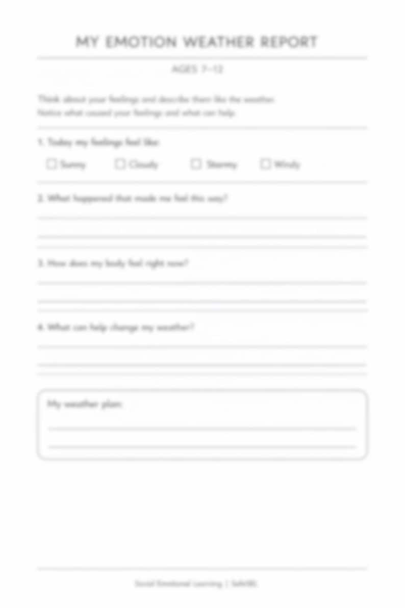 Emotion Check-In Worksheet for Kids