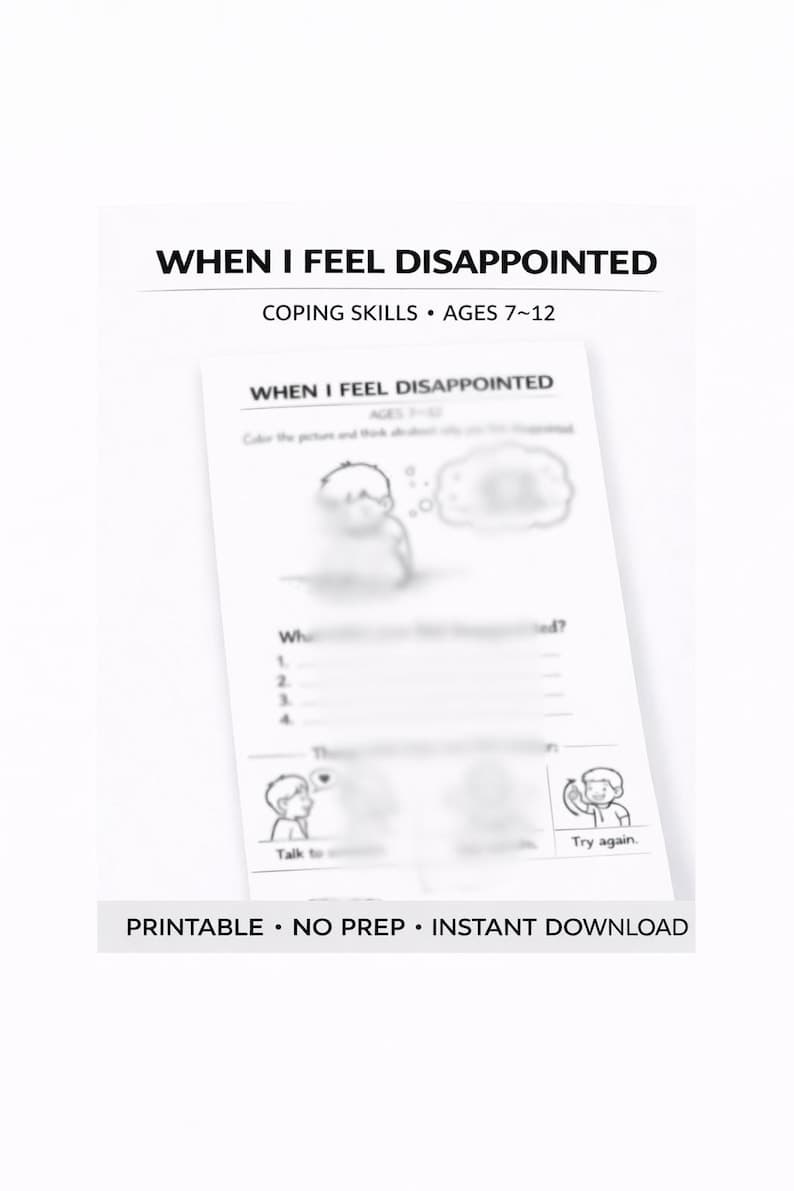 Kids Disappointment Worksheet – Coping Skills