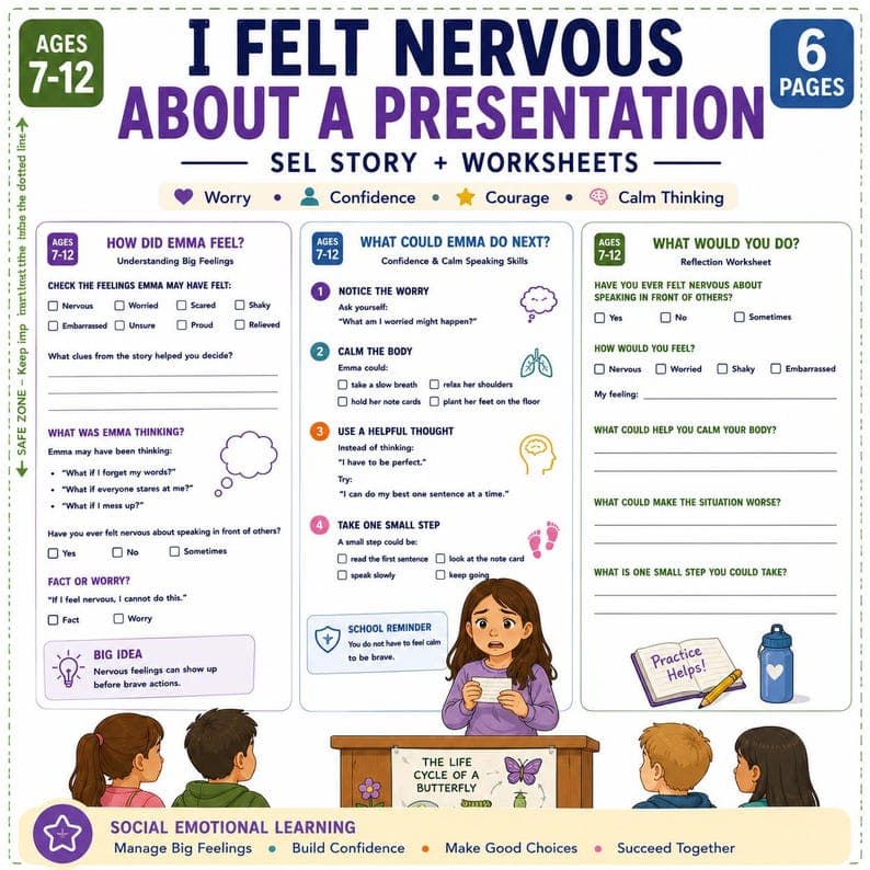 Presentation Anxiety Worksheets for Kids