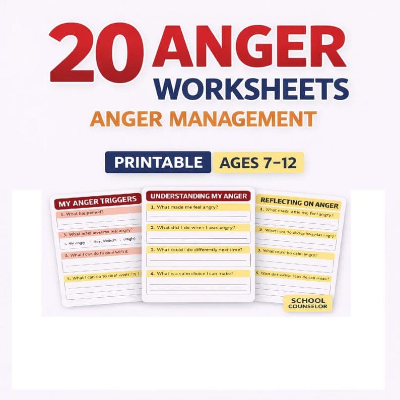 20 Anger Management Worksheets for Kids Ages 7–12